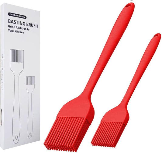 Silicone Basting Brush 2 Pcs Pastry Brush for Oil, BBQ, Grill, Sauce Baking Cooking, Dishwasher Safe (Black)