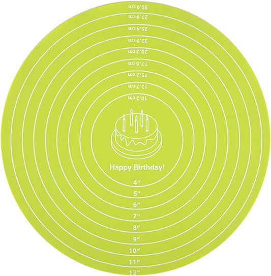 Silicone Baking Mat Cake Mat Silicone Cake Mat Silicone Baking Mat with Measurements for CakeTurntable Stand Non-Stick Heat Resistant Pastry Baking Sheet -Green