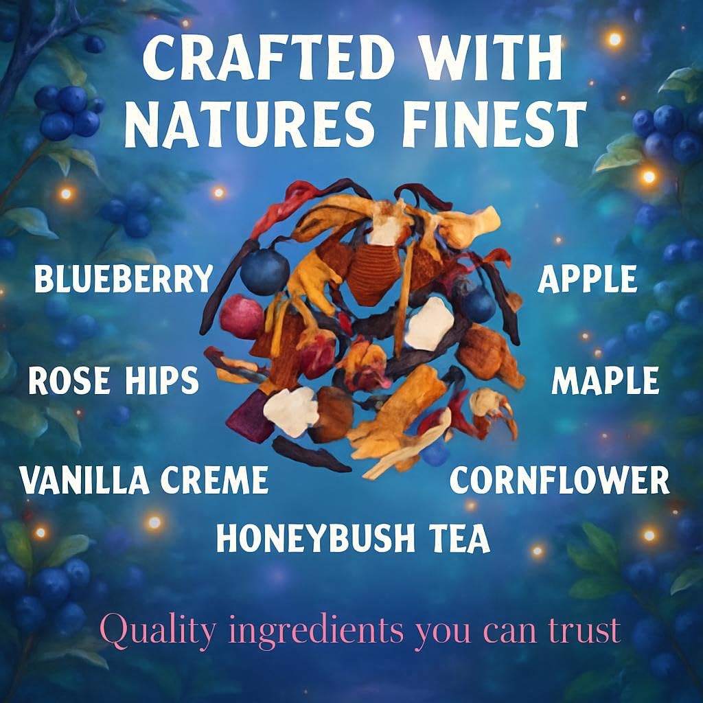 Bellasia Tea Blueberry Pie for Kids Using Real Fruit Pieces - Caffeine Free Herbal Tea Blend with Real Ingredients & Balanced Flavor- Add Loose Leaf Tea to Your Child’s Routine for A Fun & Tasty Drink. 20-25 Cups