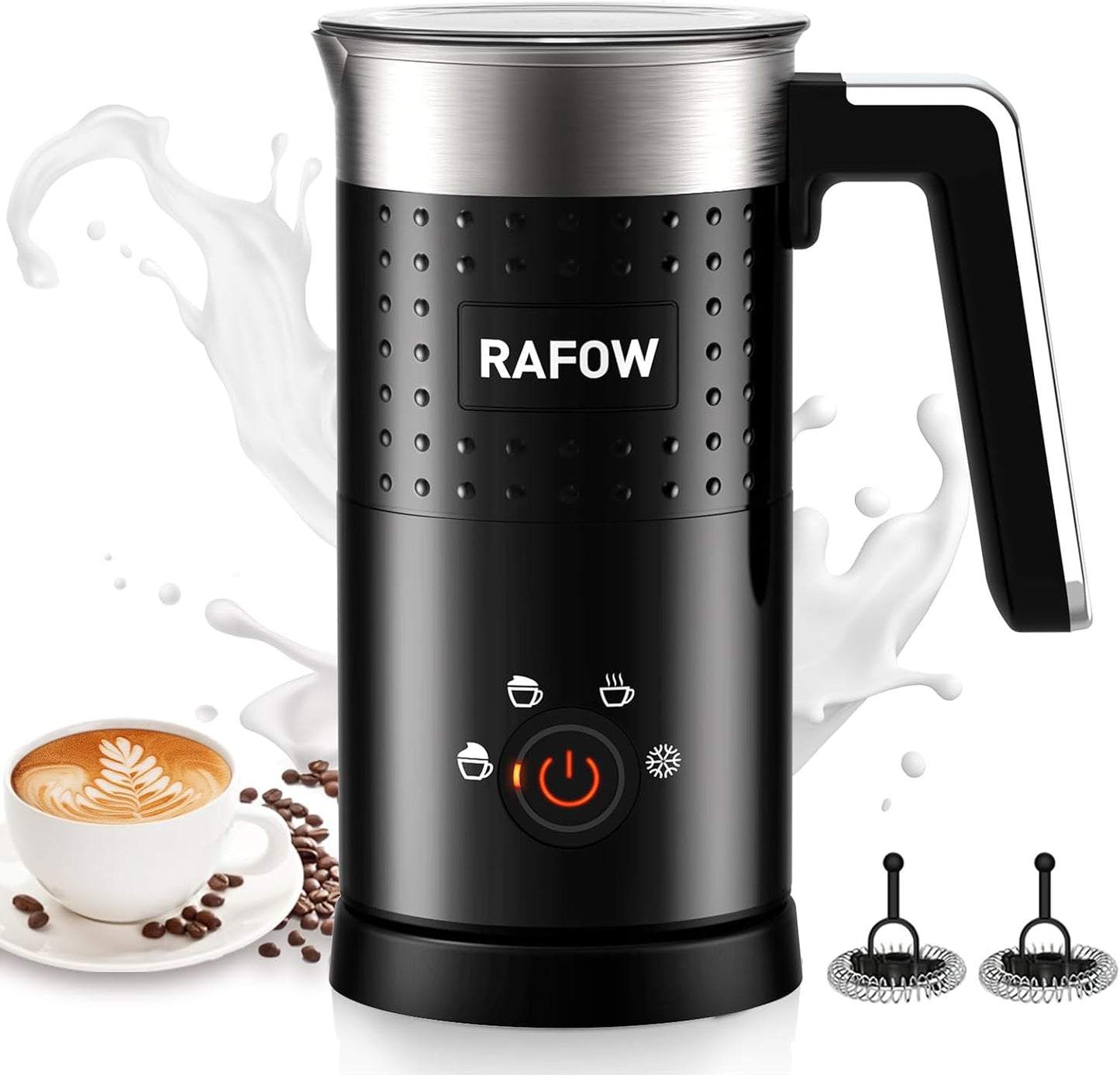 4 in 1 Electric Milk Frother: 10oz/350 mL Large Capacity Electric Milk Steamer for Hot and Cold Milk Froth - Automatic Milk Frother & Warmer for Latte, Cappuccinos, Macchiato, Hot Chocolate