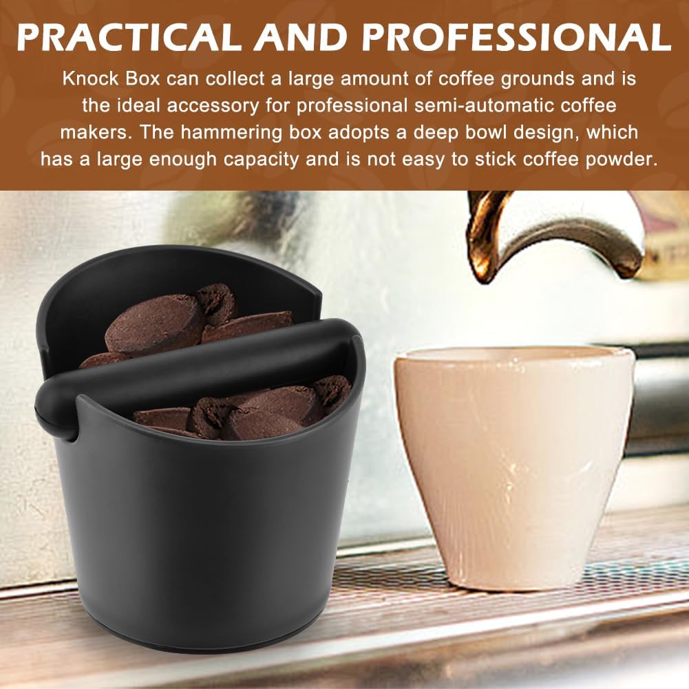 5-Inch Coffee Knock Box for Espresso Grounds Disposal with Extended Knocking Rod & Shock-Absorbent Non-Slip Base - Perfect for Home, Office, and Coffee Enthusiasts