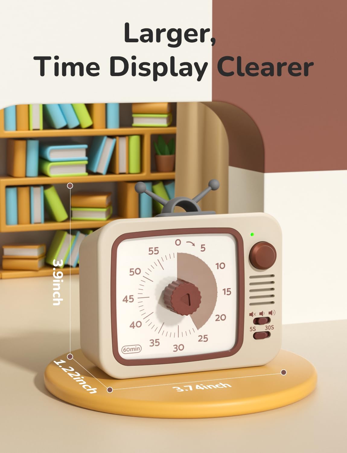 LIORQUE Visual Timer for Kids, 60-Minute Countdown Timers for Classroom Office Kitchen with Silent Operation, Kids Timer for Teaching with Cute Design