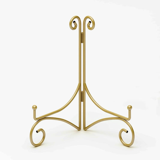 Plate Stand for Display with Hinged Folding Design, 6 Inch Picture Stands for Tables, Small Easels for Displaying Book, Art Piece, Photo and Platter, 6’’ Gold