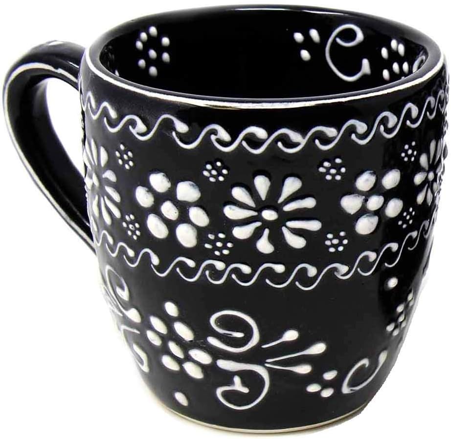 Encantada Handmade Hand-Painted Authentic Mexican Pottery Mugs (1-Pack, Ink)