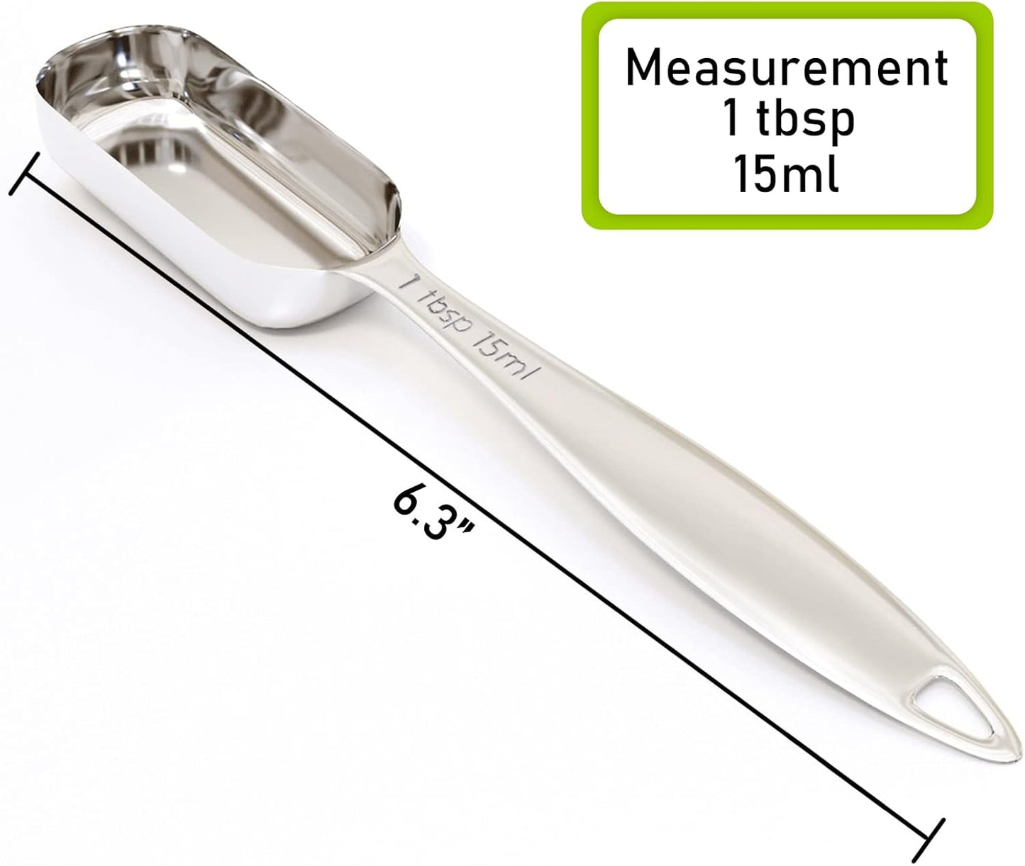 2PCS 1Tablespoon (1tbsp, 3tsp, 15ml, 1/2oz) Single Measuring Spoon, Individual Stainless Steel Long Handle Measure Teaspoon Only