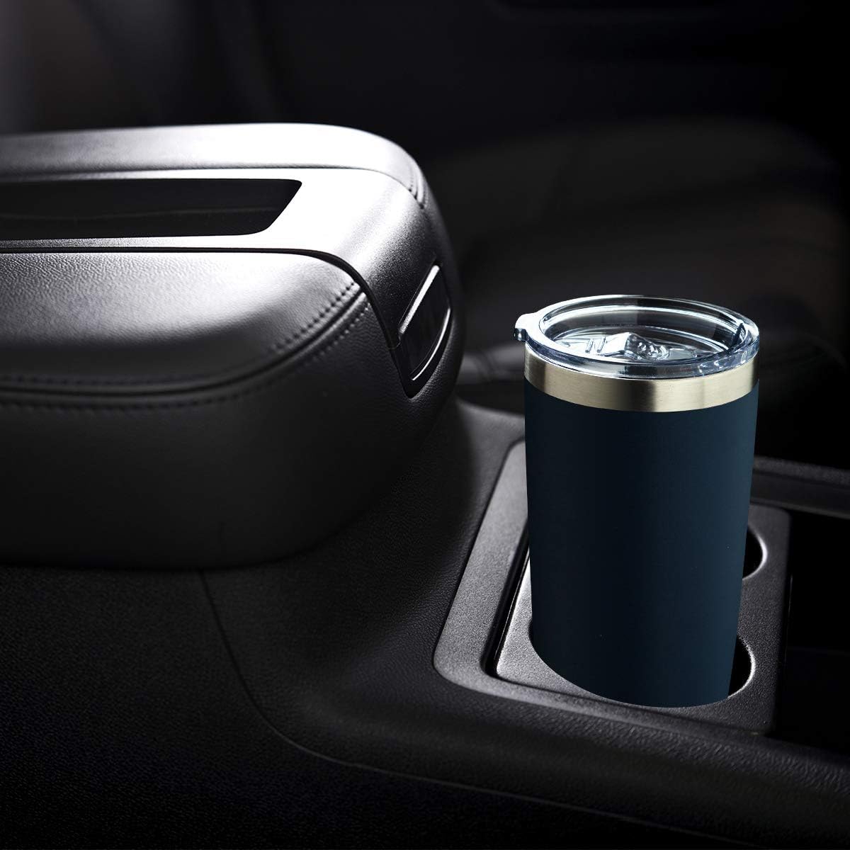 COMOOO 20oz Double Wall Vacuum Insulated Travel Mug Bulk Stainless Steel Tumbler with Lid and Straw Durable Powder Coated Insulated Coffee Cup for Cold & Hot Drinks (Navy, 12 pack