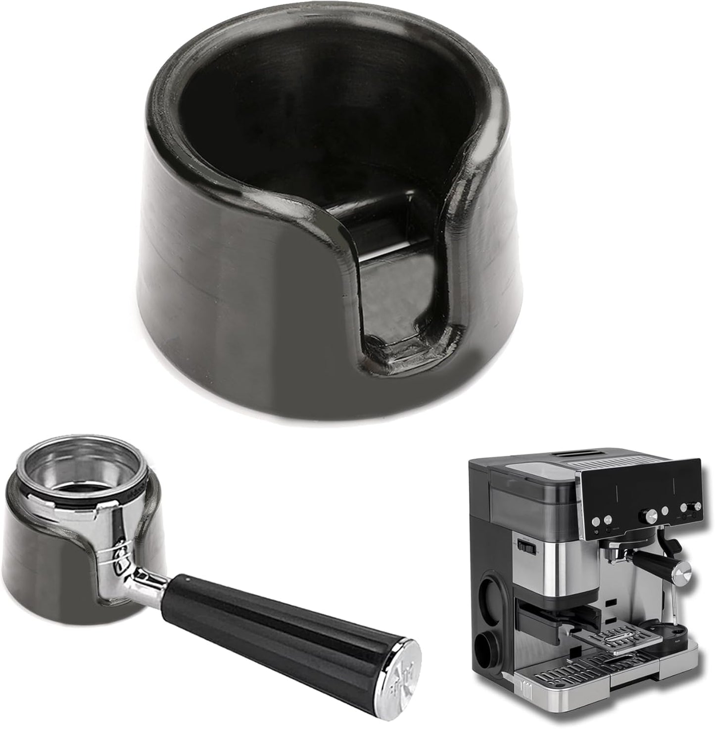 Coffee Tamper Base Compatible with Ninja Espresso Machine ES601/ES701,Handheld Portafilter Support Stand For Ninja Cafe Luxe,Anti-Slip Coffee Accessories Improves Tamping Stability & Extraction Black