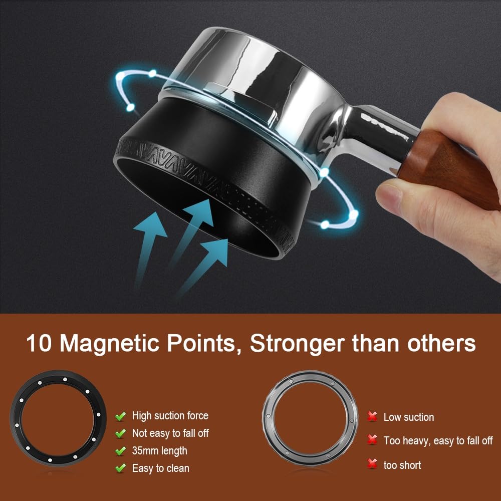 Magnetic Dosing Funnel, 53mm Espresso Dosing Funnel Aluminous Alloy Compatible with Breville 53mm Bottomless Portafilter