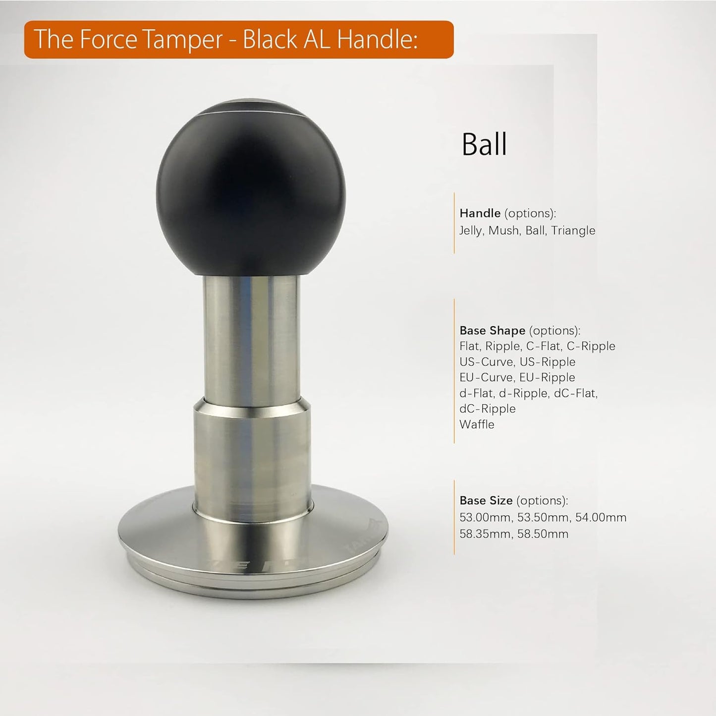 The Force Tamper Automatic Impact Coffee Tamper Adjustable Const Pressure and Autoleveling Duo-Distribute Set New (Ball, 53.00mm)
