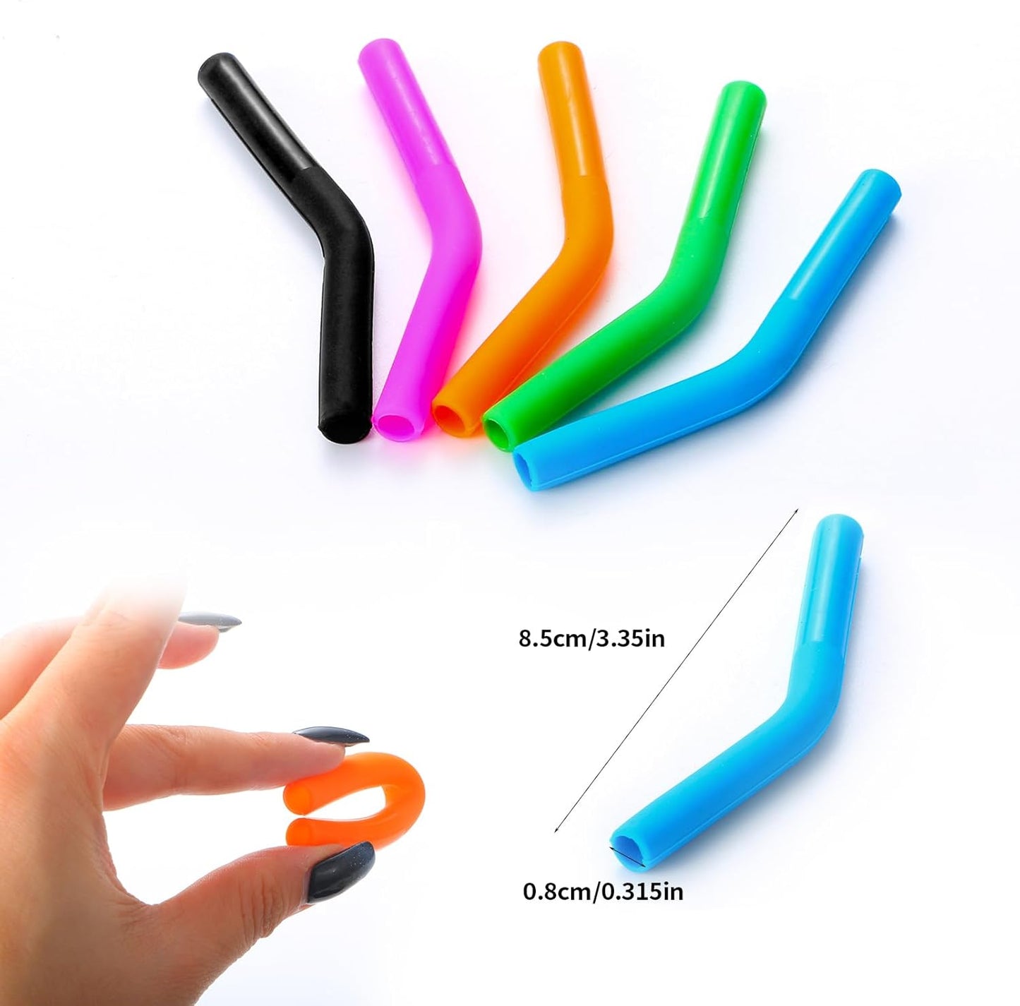 Lazycorner 10 Pcs Metal Straw Reusable 8.5" 6mm Stainless Steel Straws,20oz-32oz, Silver Drinking Straws with Silicone Tips, 4 Straw Cleaner Brush, 1 Travel Case