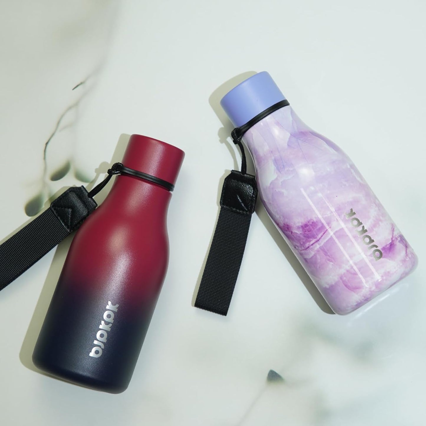 BJPKPK Insulated Water Bottles, 12oz Stainless Steel Metal Water Bottle with Strap, BPA Free Leak Proof Thermos, Mugs, Flasks, Reusable Water Bottle for Sports & Travel, Sea