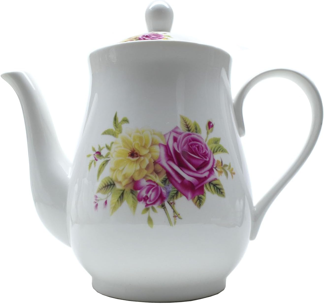 European Style Porcelain Teapot, Coffee Tea Water Pot Vintage Ceramic Kettle (50oz)