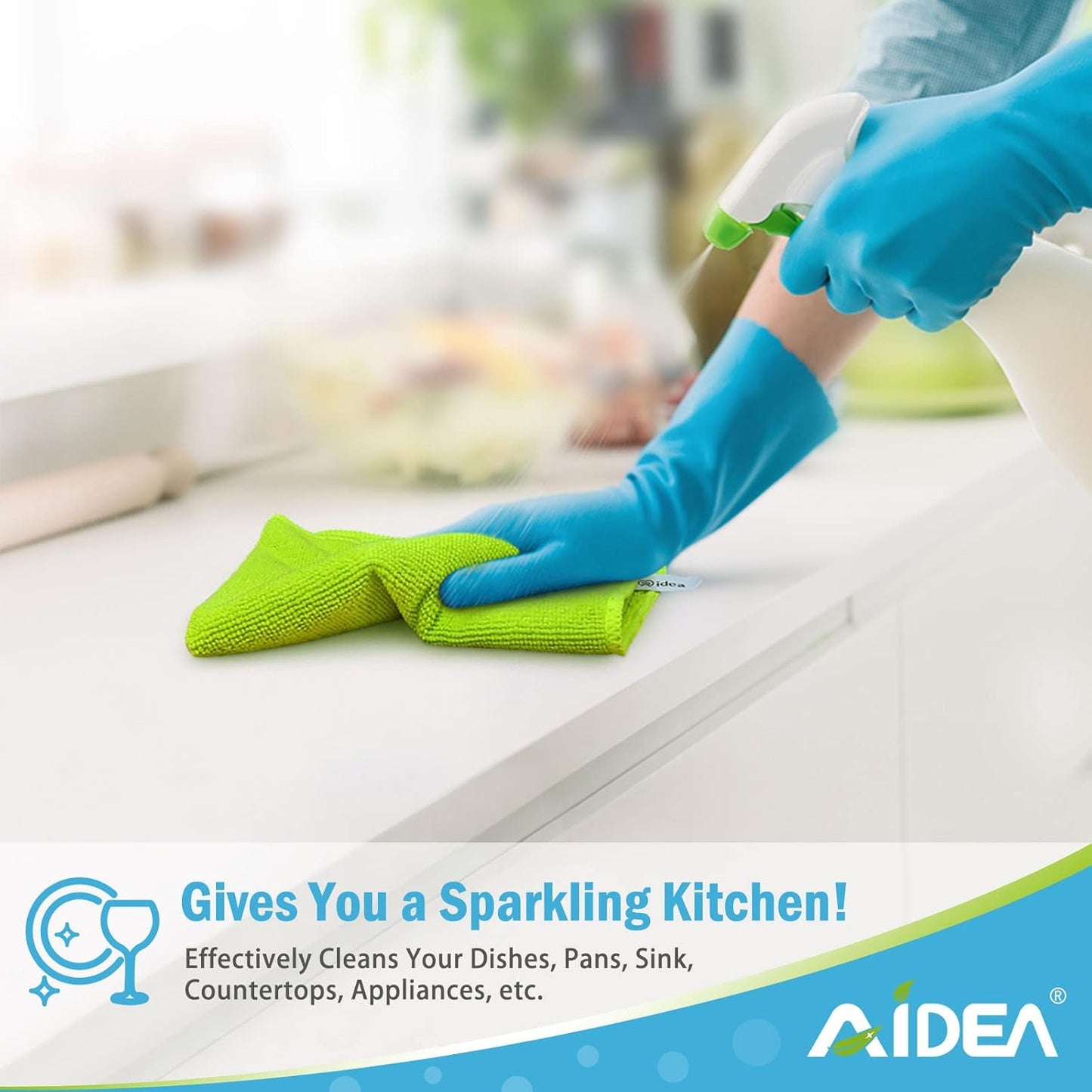 AIDEA Microfiber Cleaning Cloth-12PK, Soft Microfiber Towels for Cars, Absorbent Cleaning Rags, Lint-Free Streak-Free Wash Cloths for House, Kitchen, Window(12in.x12in)