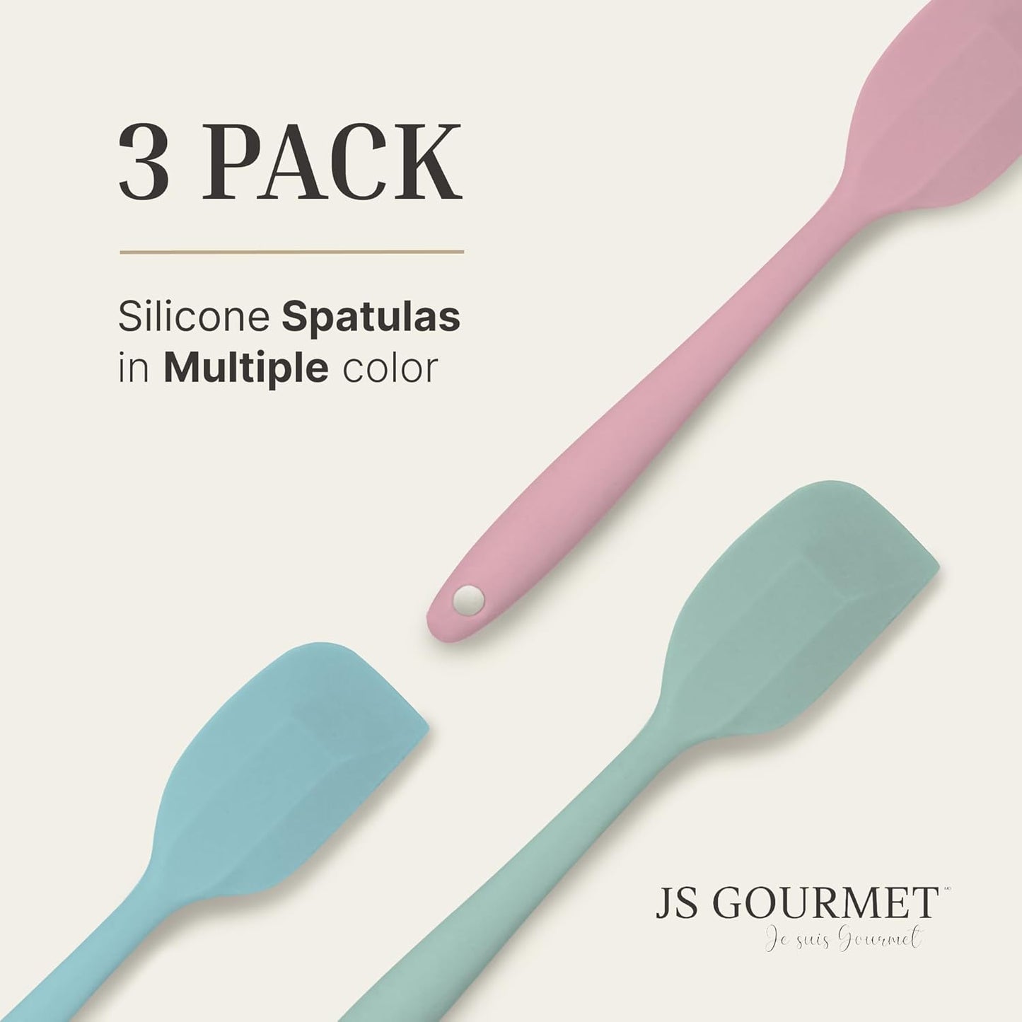 3 Pcs Colorful Silicone Spatula Set, Heat Resistant Rubber Kitchen and Baking Utensils for Non-Stick Cookware with Flexible Edges and Soft Touch Handles