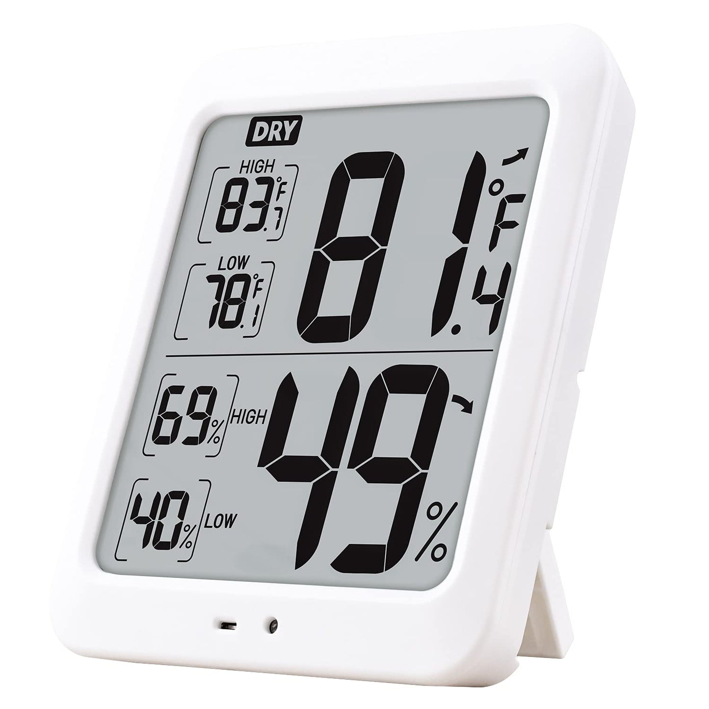 TXL Large Digital Hygrometer Indoor Thermometer with Humidity Gauge, Smart Room Temperature Humidity Sensor Monitor with Touch LCD Backlight for Home Office Warehouse Greenhouse Garden Wine Cellar