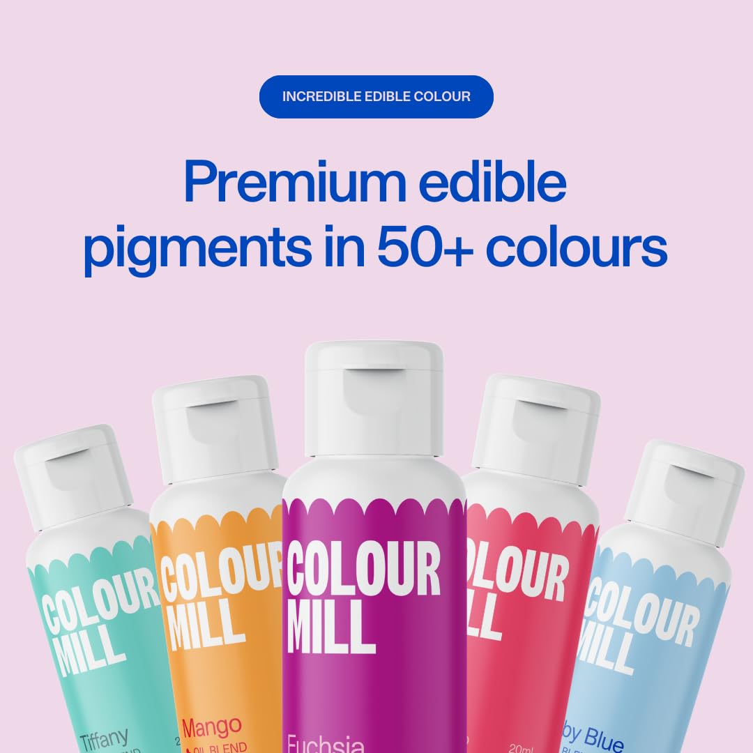 Colour Mill Oil-Based Food Coloring, 20 Milliliters Each of 6 Colors: Baby Blue, Navy, Royal, Sky Blue, Teal and Tiffany