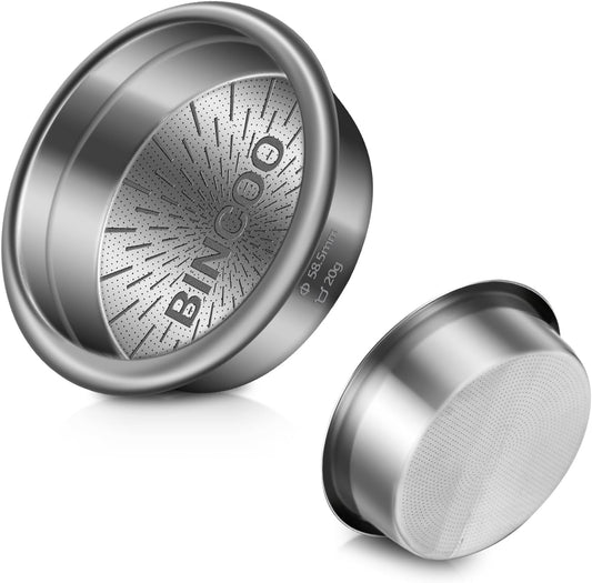 Bincoo Precision Espresso Filter Basket Compatible with 58mm Espresso Machine Portafilters,304 Stainless Steel Portafilter Basket for 16g/18g/20g,High-Precision Holes(20g- 58.5mm)