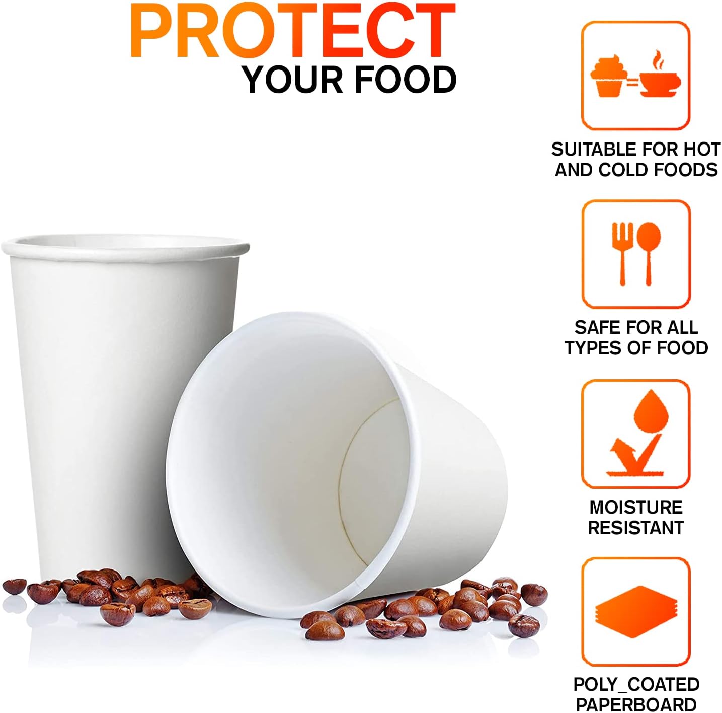 Smygoods White Disposable Paper Coffee Cups with Lids (20 OZ, 50 Count) For Hot Beverages, Tea, Espresso, Cocoa - To Go Drink Containers, Café & Office