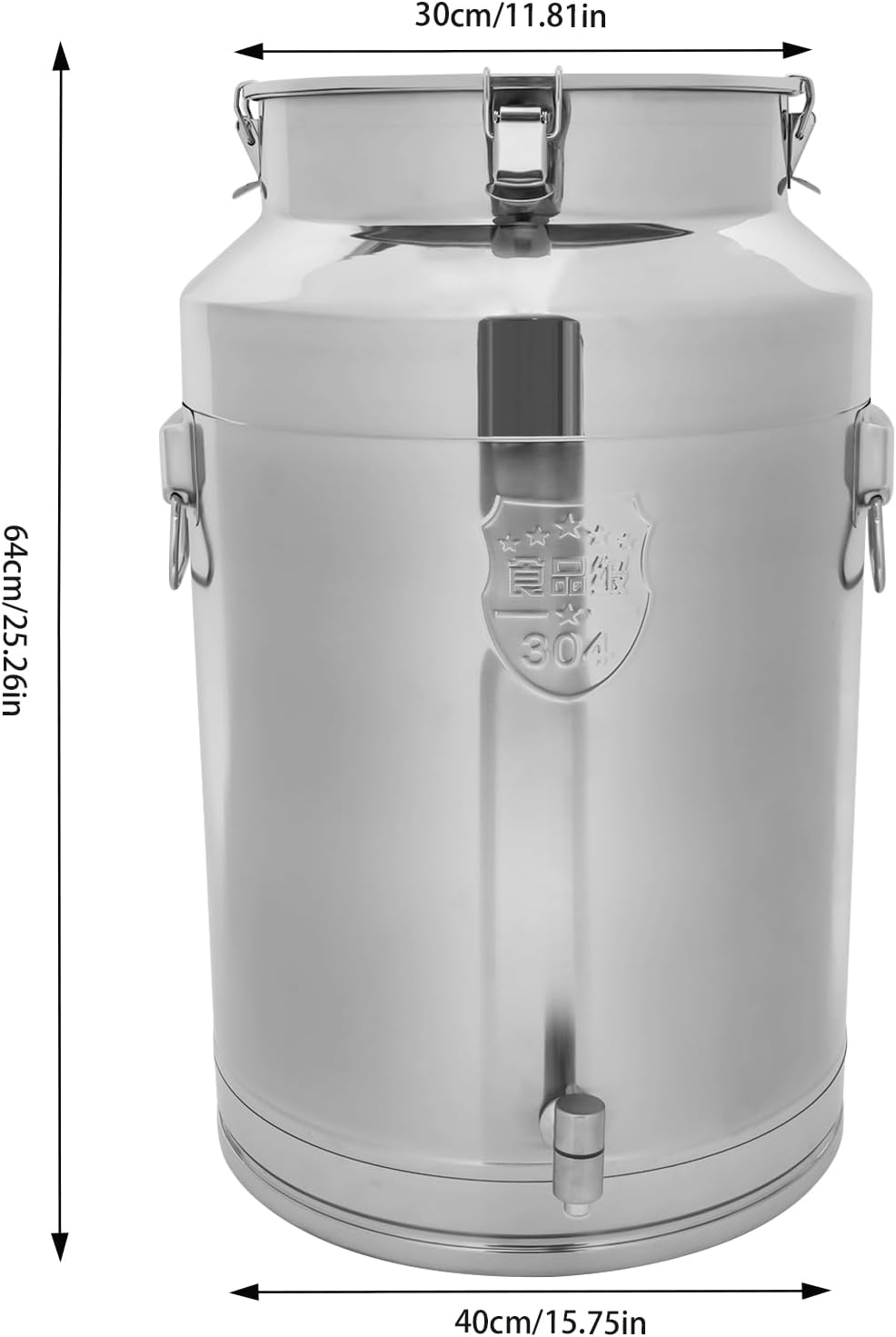 Stainless Steel Milk Bucket With Faucet, Large Liquid Container Storage,Stainless Steel Milk Can With Sealing Lid and Carry Handle,for Wine (76L/20Gal,w/Faucet)