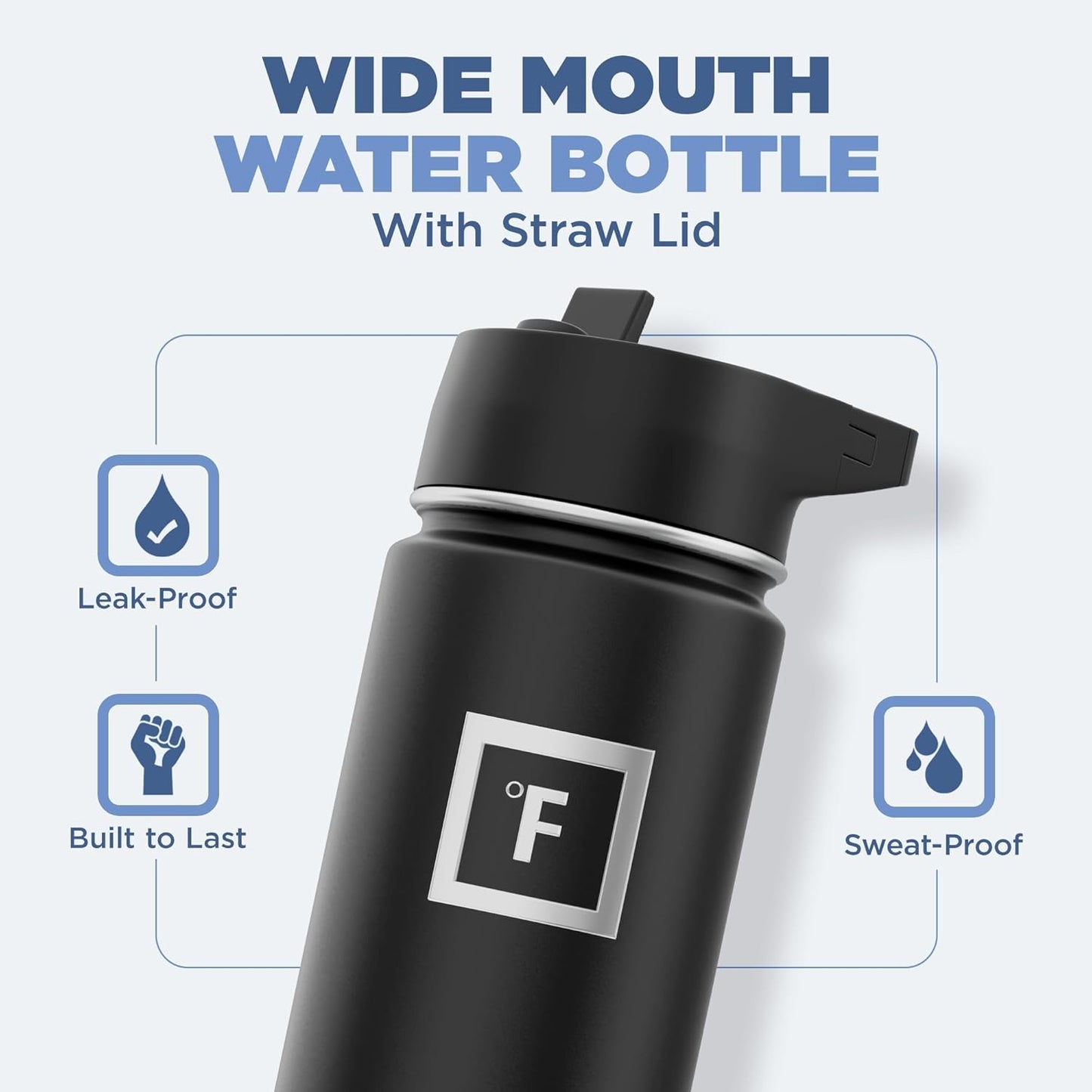 IRON °FLASK Camping & Hiking Hydration Flask with 3 Lids - Stainless Steel, Double Walled & Vacuum Insulated Water Bottle - Leak Proof & BPA Free (Day & Night, Straw - 22 oz)