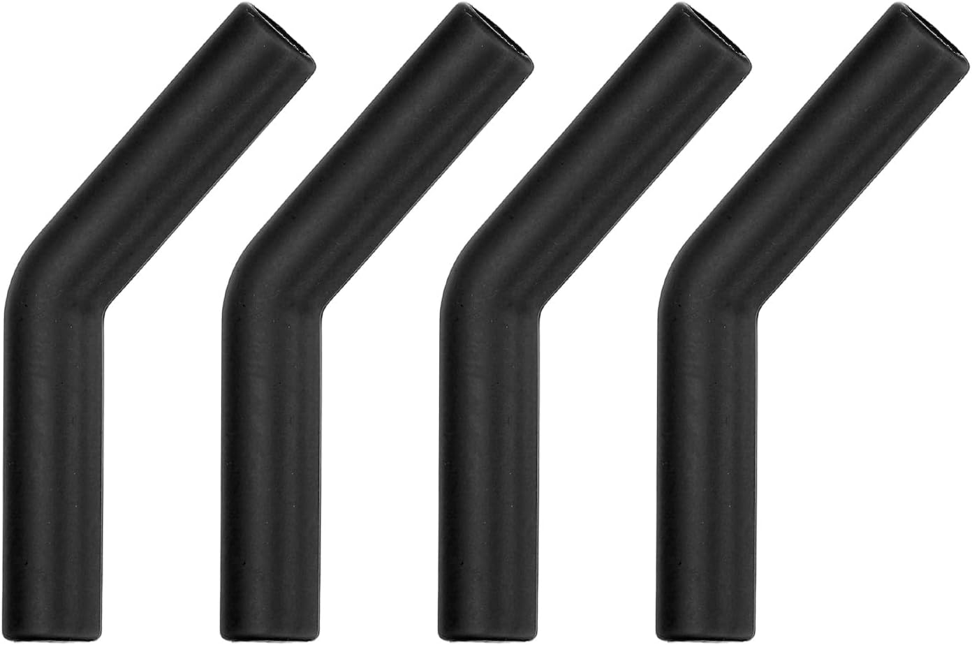 uxcell 4Pcs Silicone Straw Tips, Silicone Straw Elbows Tip, Soft Reusable Metal Straw Covers Fit for 10mm/0.39" OD Stainless Steel Straws, Black