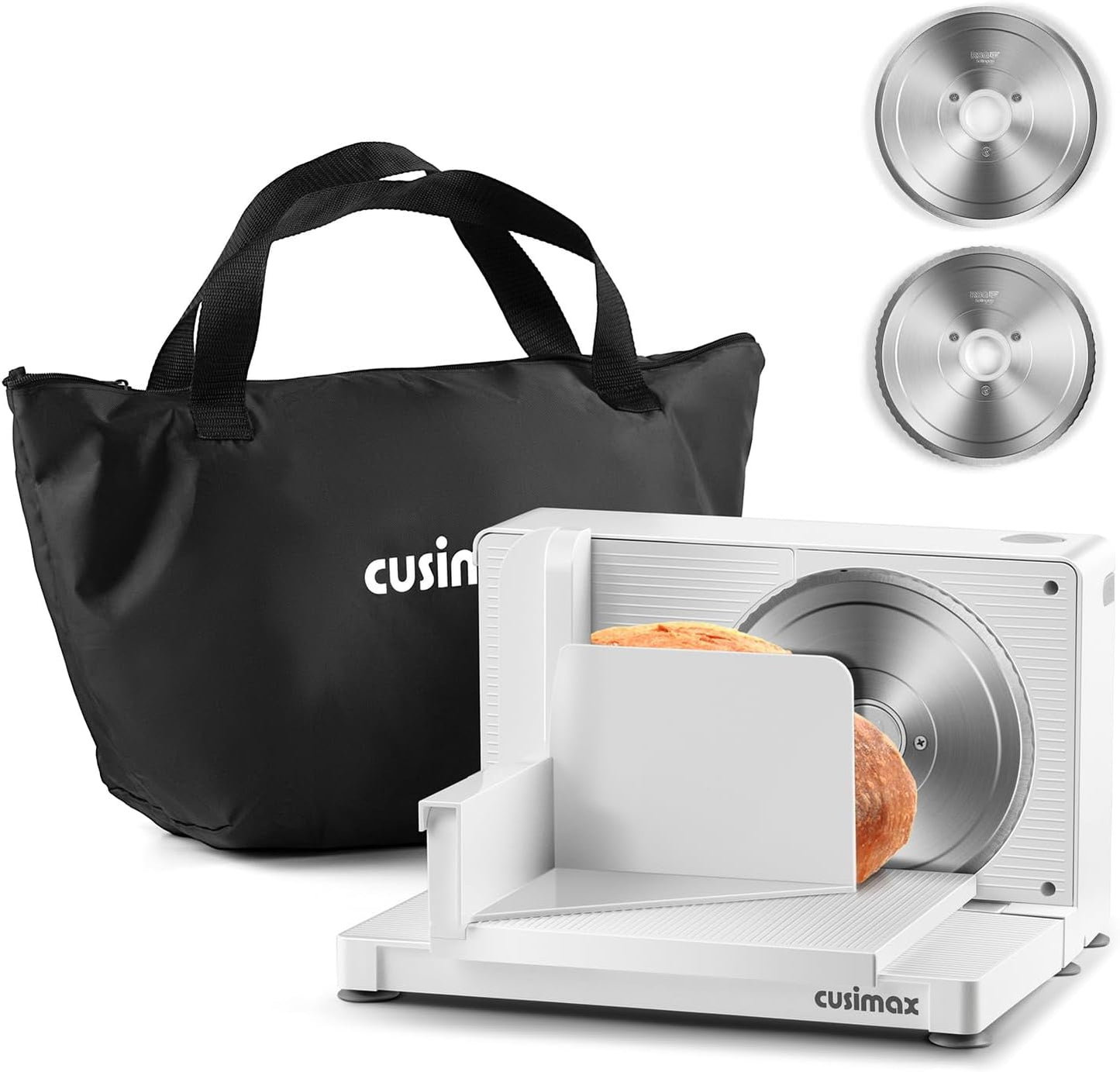 CUSIMAX Meat Slicer for Home,Foldable Meat Slicer with Child Safety Switch and 2 Removable Blades,Electric Deli Slicer Adjustable Thickness 0-20mm for Cut Meat,Cheese,Bread,Fruit,Storage Bag