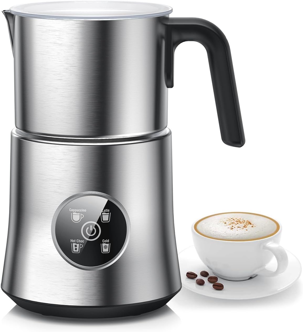 Milk Frother and Steamer, Large Capacity Detachable Electric Milk Frother, Automatic Warm and Cold Foam Maker, Hot Chocolate Maker, BPA Free