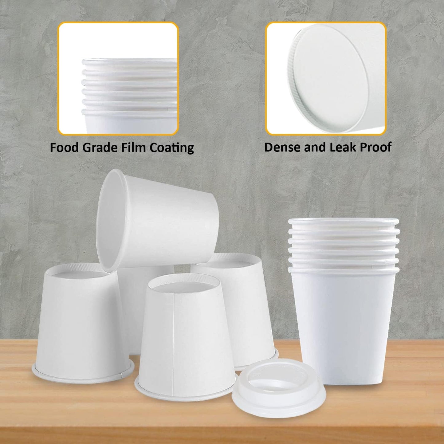 Smygoods White Disposable Paper Coffee Cups with Lids (4 OZ, 100 Count) For Hot Beverages, Tea, Espresso, Cocoa - To Go Drink Containers, Café & Office