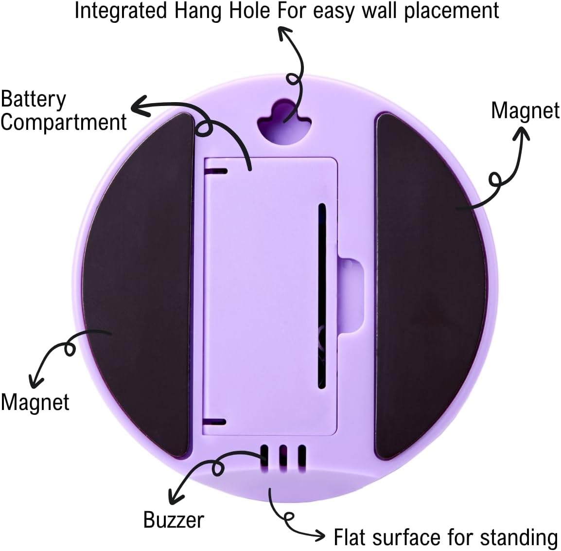 Searon Kitchen Timers for Cooking, Magnetic Visual Timer for Kids Teachers Classroom School ADHD Autism Oven or Adult with Special Needs (Purple)