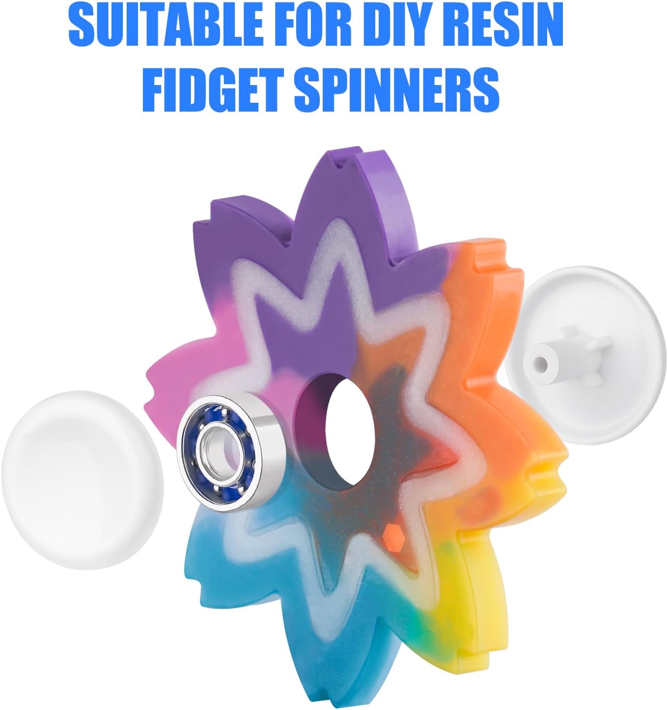 NiArt Fidget Spinner Toy DIY Bearing with Caps Set of 24, MR137 0.5" Single-Sealed Chrome Steel Bearing Balls Replacement High Speed 13mmx7mmx4mm Epoxy Resin Casting Craft Skateboard Stress Reliever