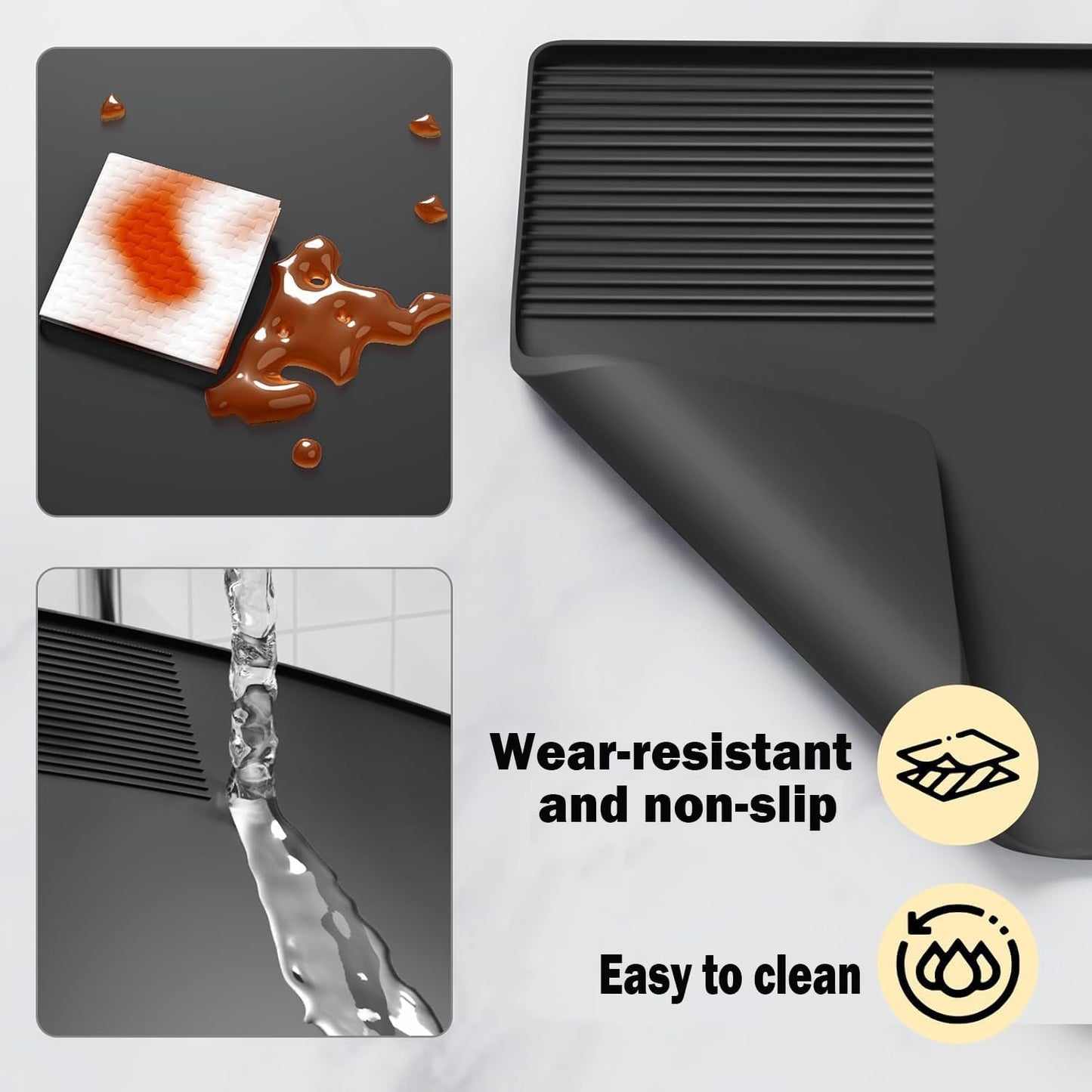 Silicone Coffee Mat with a removable tamper mat for Ninja Luxe Cafe Accessories,23.5"x15.7"Anti-Slip Heat-Resistant Coffee Bar Mat for Ninja Luxe Cafe Espresso Machine