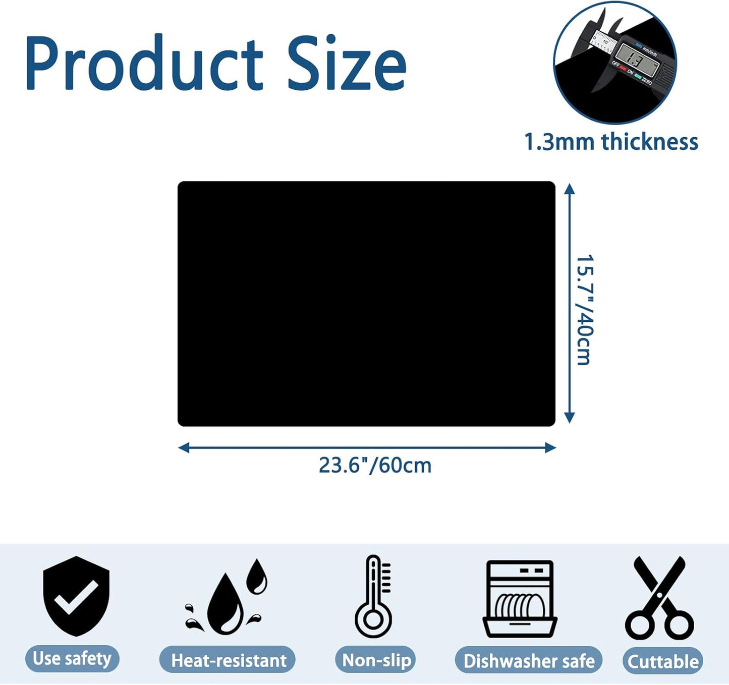 23.6"x15.7" Silicone Mats for Kitchen Counter, Non-Slip Heat Resistant Countertop Protector, Waterproof Silicone Craft Mat for Kitchen Island, Light Gray