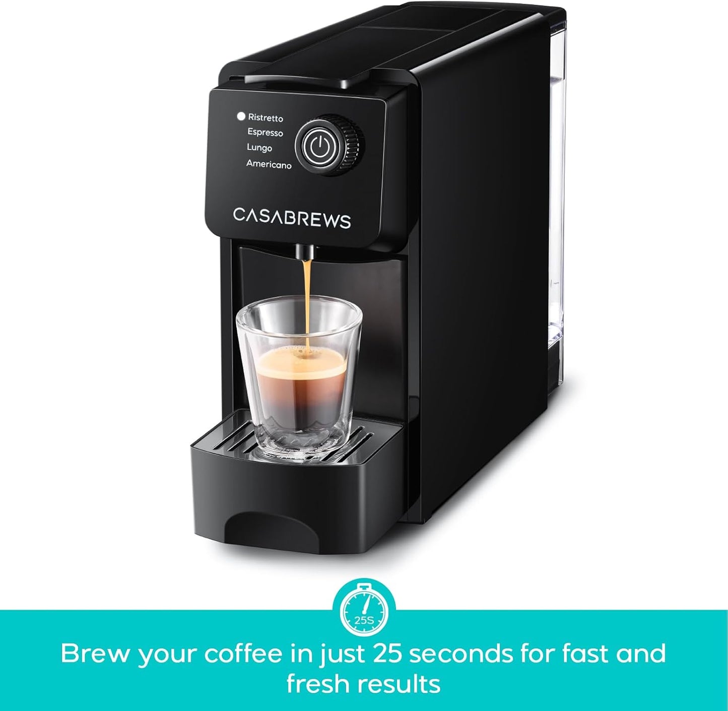 CASABREWS CM7036E Espresso Machine for Nespresso Original Pods, 20 Bar Compact Capsule Coffee Machine with 21 oz Removable Water Tank and 4 Brewing Modes, Mini Espresso Maker for Home or Office, Black