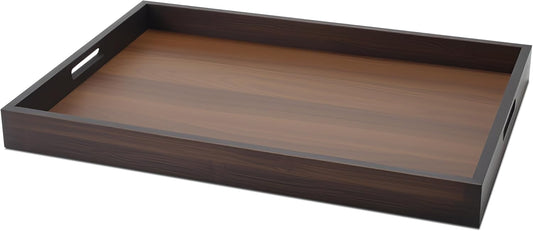Wood Serving Tray with Handles,17"x12.5"x1.5" Large Serving Tray for Ottoman, Party, Dining, Coffe Table, Home Decor, Bathroom