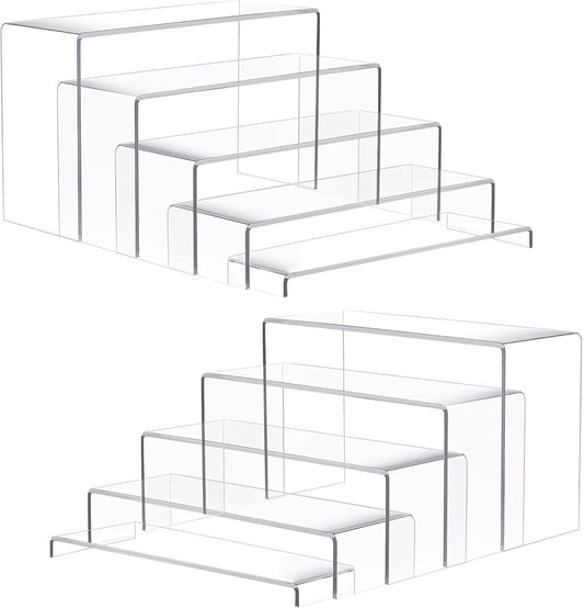 Goabroa Large Acrylic Display Risers, 2 Sets 10 Pcs Rectangular Clear Acrylic Display Stands for Funko Pop Figures, Cupcake Holder, Collection, Vendor Events