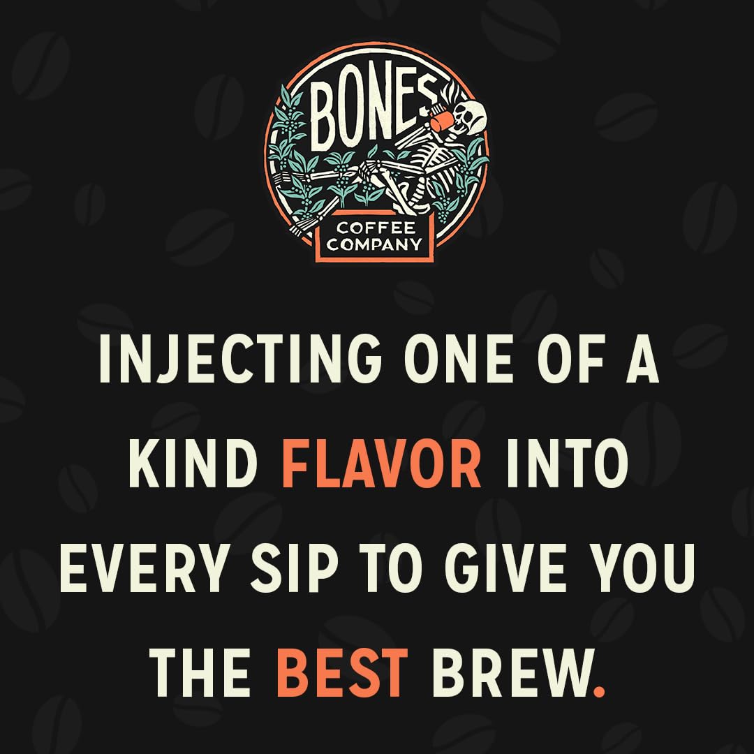 Bones Coffee Company French Toast, Sweet and Buttery Flavored Flavored Coffee, Medium Roast Low Acid Arabica Beans Compatible with Auto drip and French Press Coffee Maker, 12 Oz Whole Bean