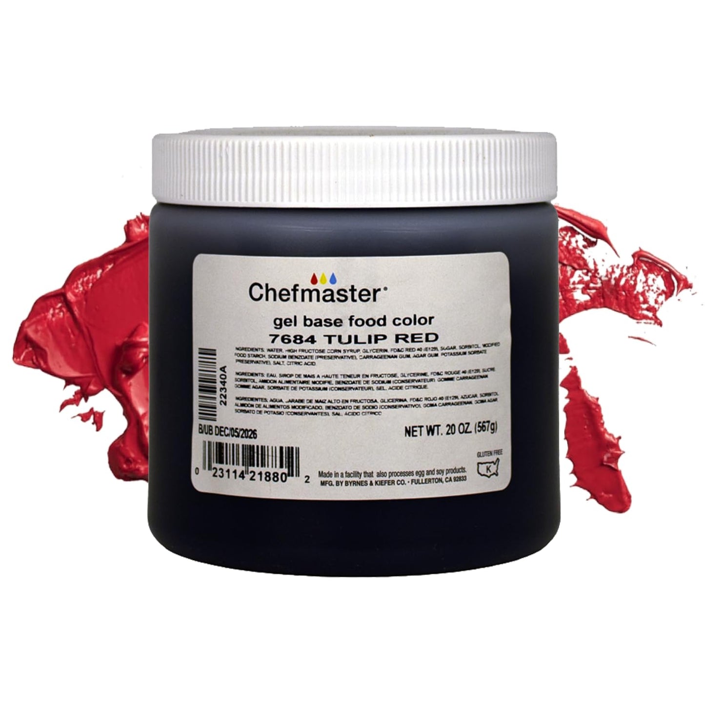 Chefmaster Tulip Red Gel Food Coloring | Vibrant Color | Professional-Grade Dye for Icing, Frosting, Fondant | Baking & Decorating | Fade-Resistant | Easy-to-Use | Made in USA | 20 oz
