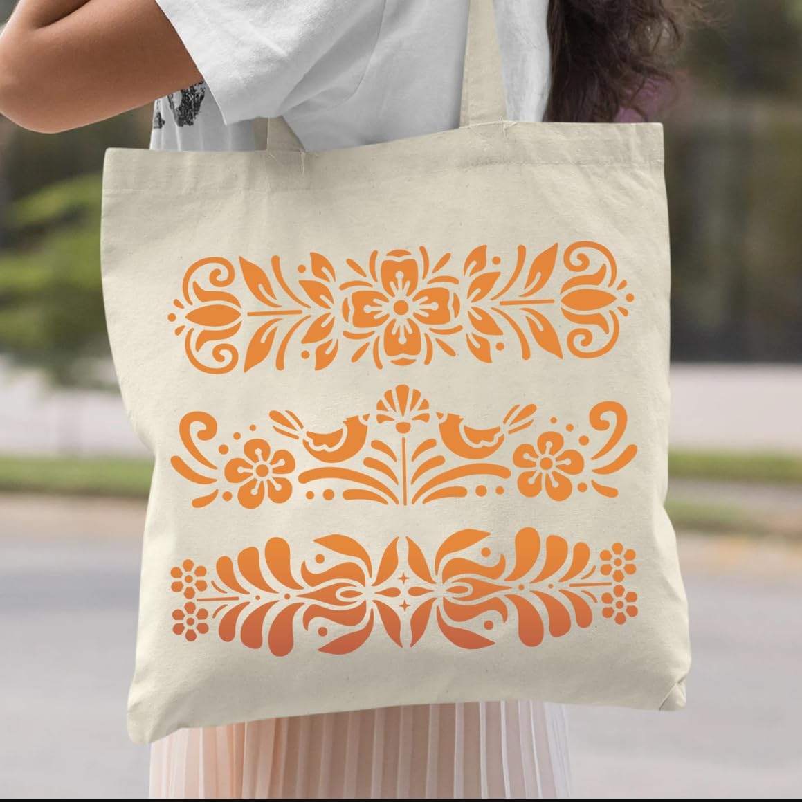 Talavera Stencils for Crafts Reusable Floral Stencils for Walls Mexican Flower Border Corner Drawing Stencil for Wood Furniture Wall Canvas Floor