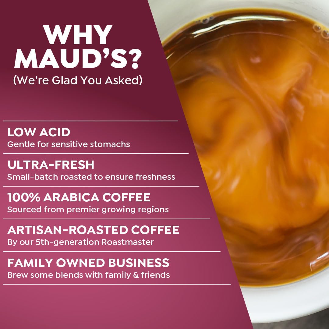 Maud's Bold Dark Roast Coffee Pods Variety Pack, 40 ct, 8 Assorted Dark Roast Flavors in Recyclable Single Serve Pods – 100% Arabica Coffee, Compatible with Keurig K Cups Maker