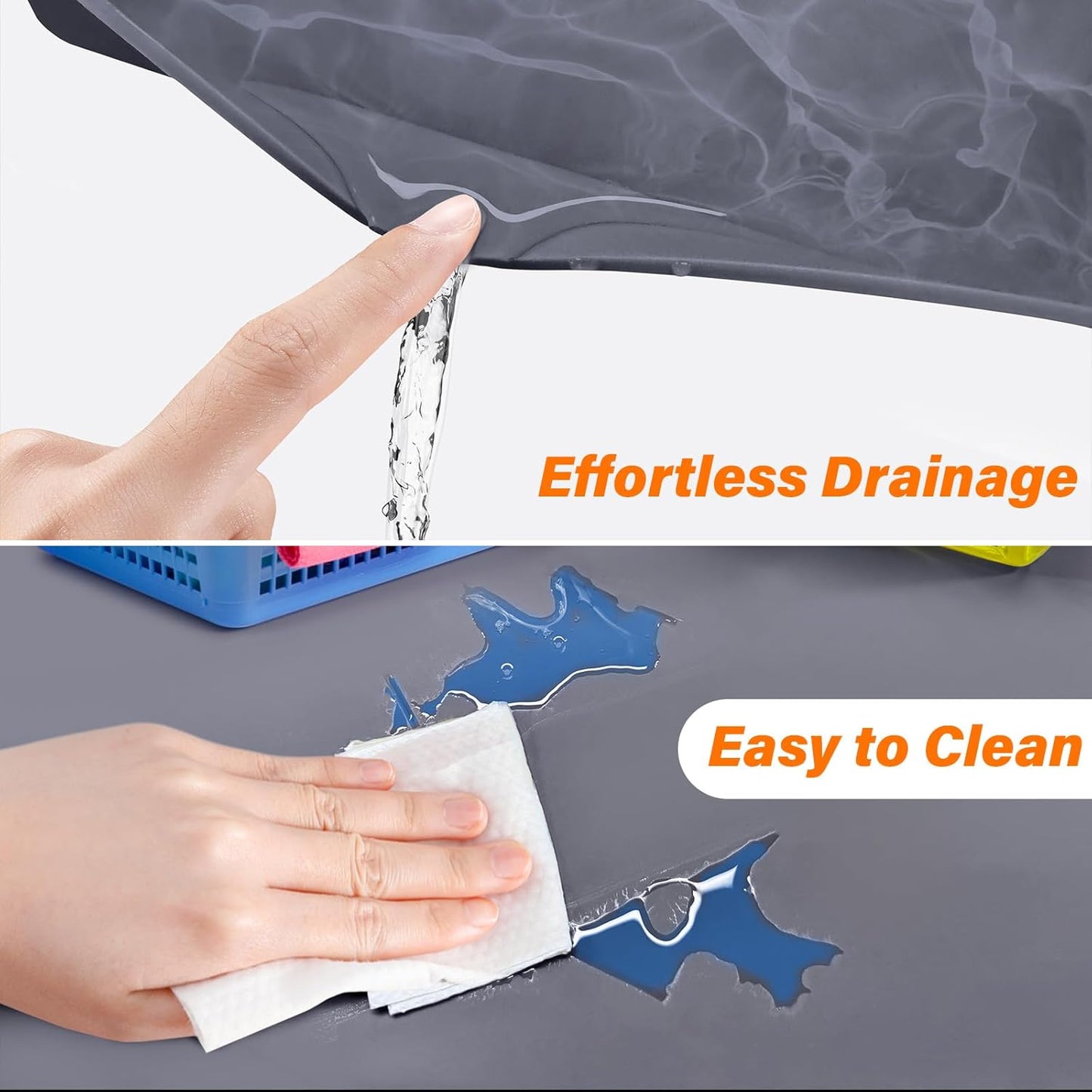 FLATO Waterproof Under Sink Mat 37" x 22" Shelf Liner for Kitchen and Bathroom, Cabinet Protector, Organizers and Storage, Flexible Silicone Drip Tray