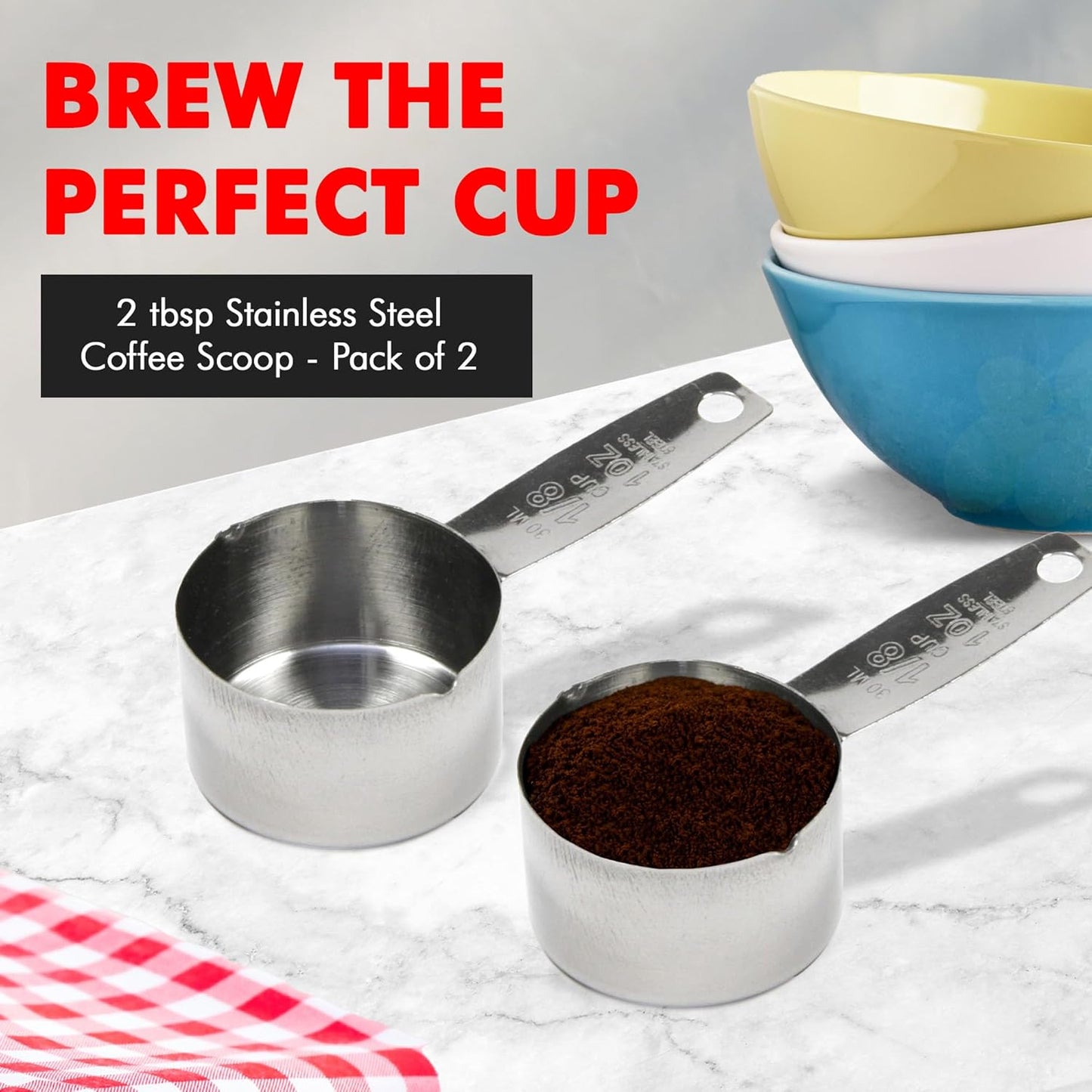 Chef Craft Select Coffee Measurer, 4 inch 2 tbsp, Stainless Steel (Pack of 2)