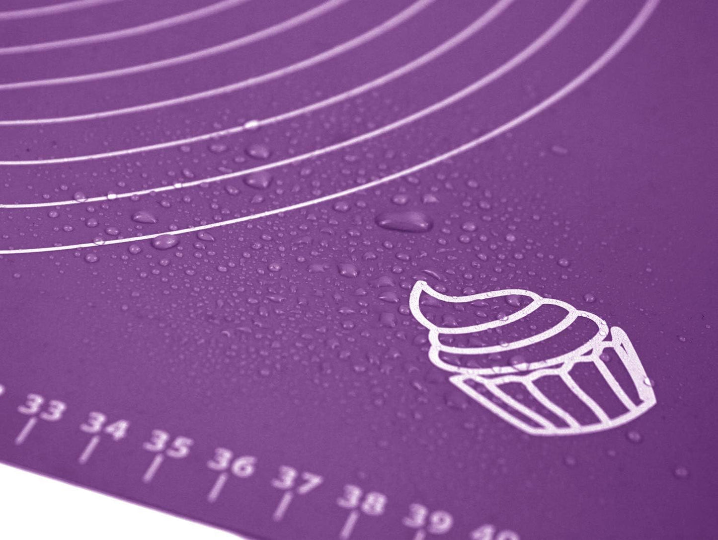 Silicone Baking Mat for Rolling Pastry Dough with Measurements, 19.7" x 15.7" BPA Free Non stick and Non Slip Purple Table Sheet Baking Supplies for Bake Pizza Cake