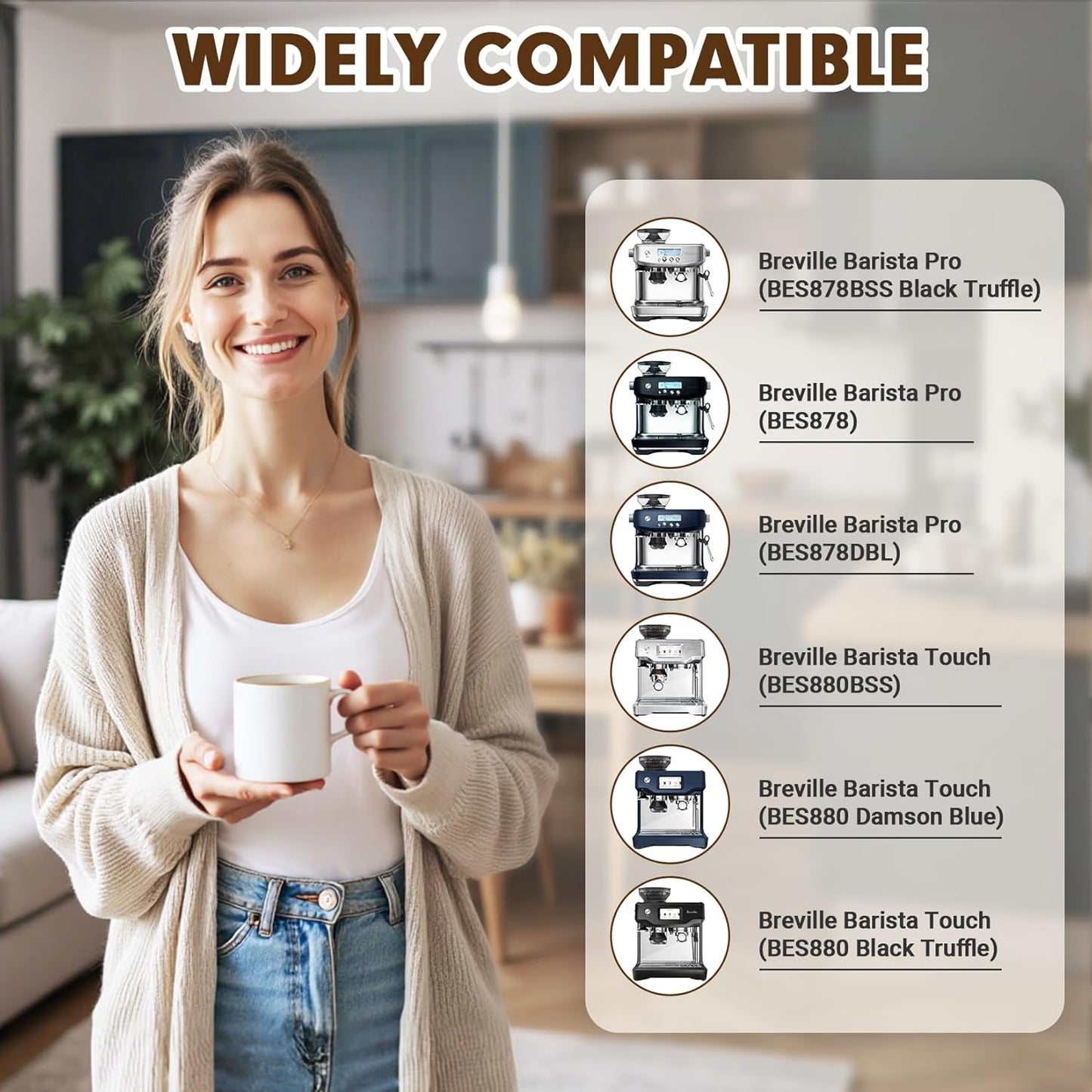 4 Pack Replacement Water Filter for Breville Espresso Machine Barista Touch Bes880, Barista Pro BES878, Oracle Touch BES990, Oracle BES980, Dual Boiler BES920 Bambino ClaroSwiss Sage