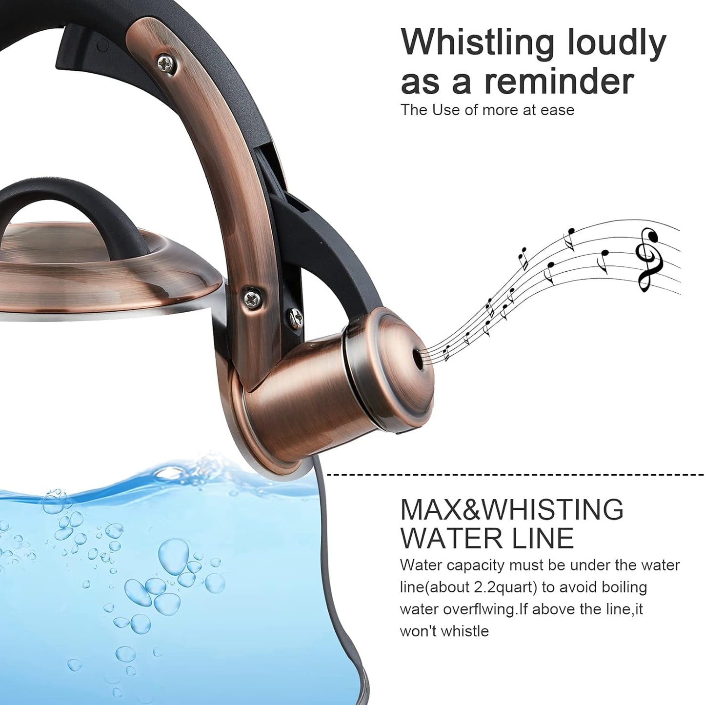 Tea Kettle -2.2 Quart Tea Kettles Stovetop Whistling Teapot Stainless Steel Tea Pots for Stove Top Whistle Tea Pot