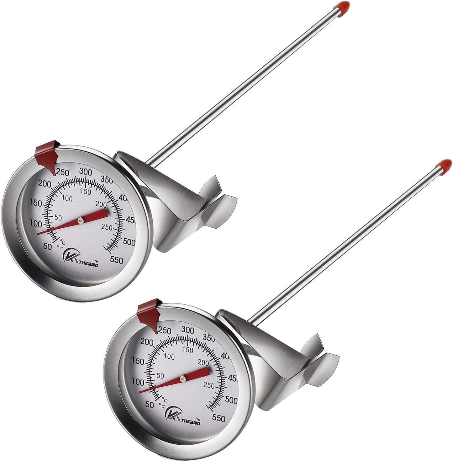 KT THERMO Deep Fry Thermometer with Instant Read,Oil Thermometer(2-Pack),12” Stainless Steel Stem Meat Cooking Thermometer,Best for Turkey,BBQ,Gril