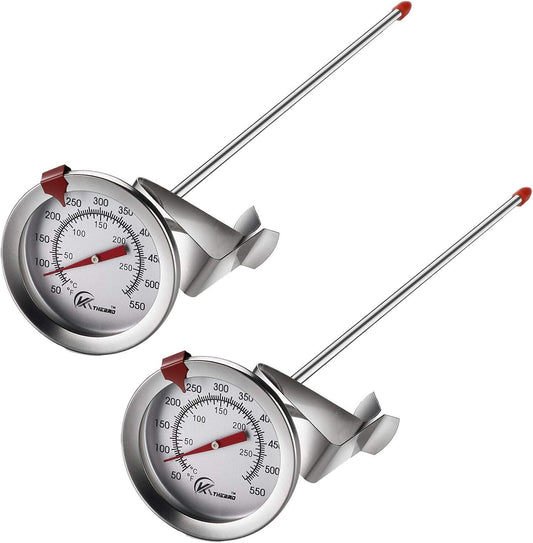 KT THERMO Deep Fry Thermometer with Instant Read,Oil Thermometer(2-Pack),12” Stainless Steel Stem Meat Cooking Thermometer,Best for Turkey,BBQ,Gril