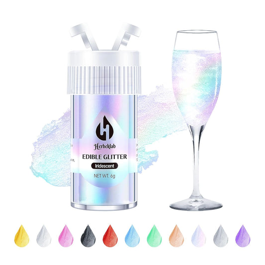 Iridescent Edible Glitter for Cocktails - Rainbow Luster Dust Edible Iridescent Drink Glitter Food Grade Shimmer Powder for Cakes Beverage Chocolate, 6g
