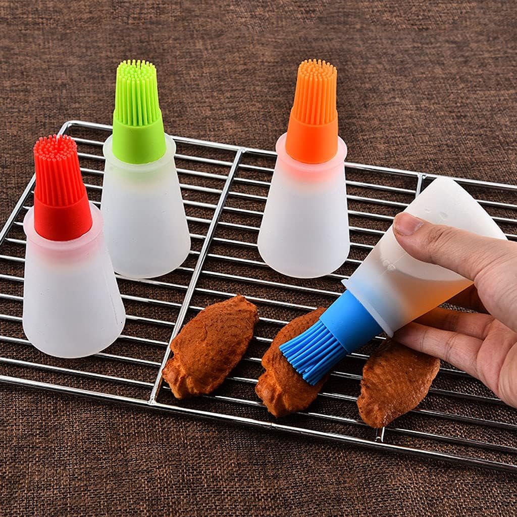 Silicone Oil bottle brush，BBQ/Pastry Basting Brushes,Silicone Cooking Grill Barbecue Baking Pastry Oil/Honey/Sauce Bottle Brush (4 PCS,green)