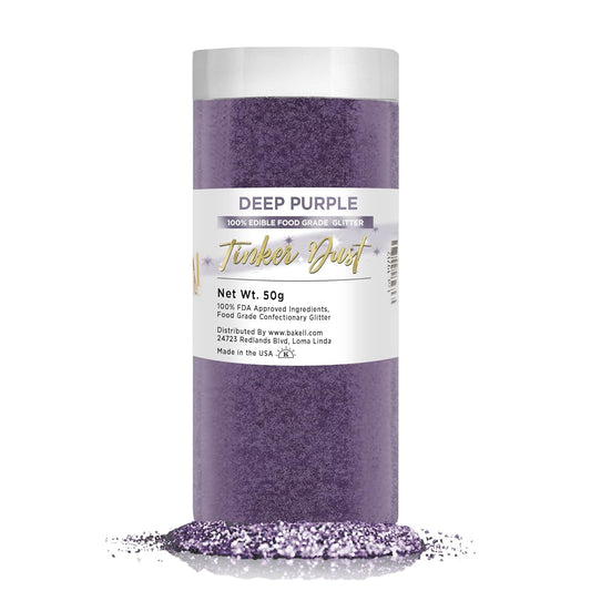 BAKELL Deep Purple Edible Glitter, 50 Grams | TINKER DUST Edible Glitter | KOSHER Certified | 100% Edible Glitter | Cakes, Cupcakes, Cake Pops, Drinks, Dessert Vegan Glitter & Dusts (50g, Deep Purple)