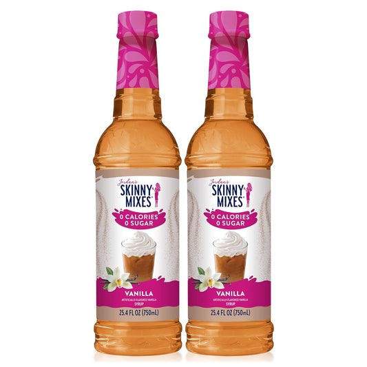 Jordan's Skinny Syrups Sugar Free Coffee Syrup, Vanilla Flavor Drink Mix, Zero Calorie Flavoring for Chai Latte, Protein Shake, Food and More, Gluten Free, Keto Friendly, 25.4 Fl Oz, 2 Pack